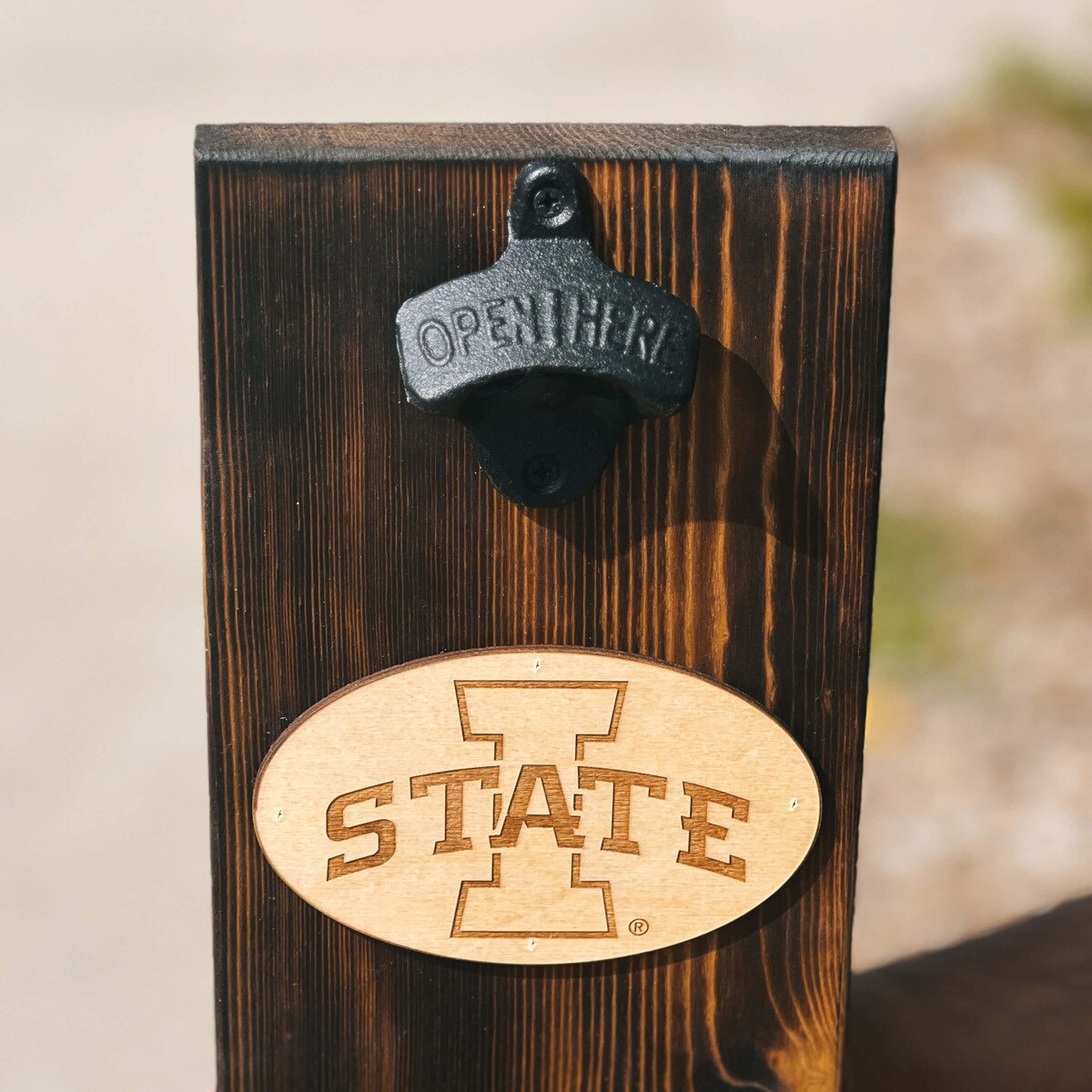 I-State Wood Bottle Opener Cap Catcher